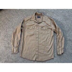 Wrangler Brown Pearl Snap Heavy Duty Western Long Sleeve Size LT Tall Cowboy